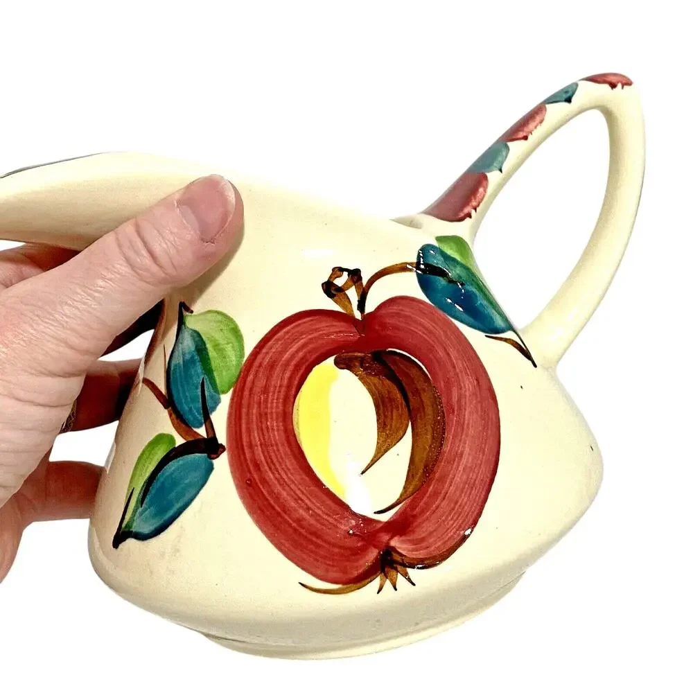Vintage Purinton Pottery Apple Pattern 28 fl oz pitcher ice lip 1940s kitchen